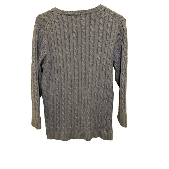 L.L. Bean Cable Knit Sweater Women's Size Large Periwinkle Blue 100% Cotton - Picture 5 of 10